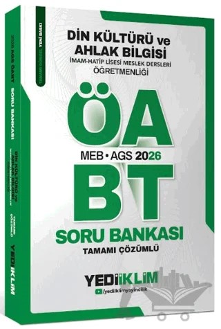 2026 MEB-AGS ÖABT Din Kültürü ve Ahlak Bilgisi Öğretmenliği Tamamı Çözümlü Soru Bankası – Kolektif – Yediiklim Yayınları kitap kapağı