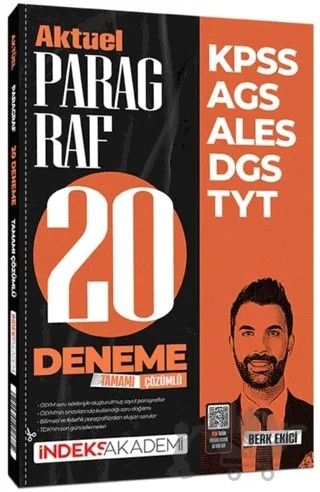 İndeks Akademi KPSS MEB-AGS ALES DGS TYT Aktüel Paragraf 20 Deneme Çözümlü – Berk Ekici – İndeks Akademi Yayıncılık kitap kapağı