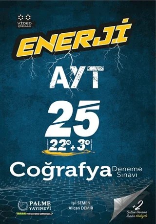 YKS AYT Enerji Coğrafya 22 X 3 Deneme Sınavı Video Çözümlü – Işıl Semen, Alican Demir – Palme Yayınları kitap kapağı
