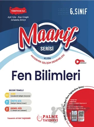 6. Sınıf Maarif Serisi Fen Bilimleri Haftalık Deneme (41 Föy) – Yasemin Ayan Taşdemir – Palme Yayınları kitap kapağı