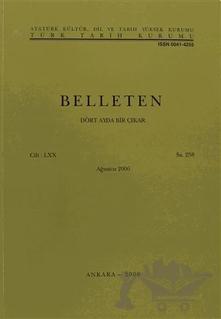 Belleten Sayı: 258 Cilt: 70 – Türk Tarih Kurumu Yayınları kitap kapağı