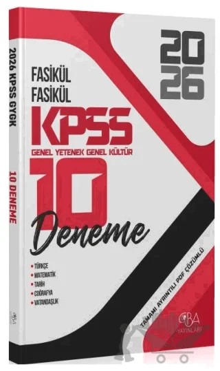 2026 KPSS Genel Yetenek Genel Kültür 10 Deneme Fasikül Çözümlü – Kolektif – CBA Akademi kitap kapağı