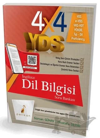 4x4 YDS Seti 4. Kitap İngilizce Dil Bilgisi Tamamı Çözümlü Soru Bankası – Gürcan Günay, Mustafa Demir – Pelikan Tıp Teknik Yayıncılık kitap kapağı