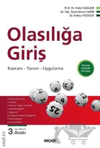 Olasılığa Giriş – Erdinç Yücesoy, Murat Sağır, Vedat Sağlam – Seçkin Yayıncılık kitap kapağı
