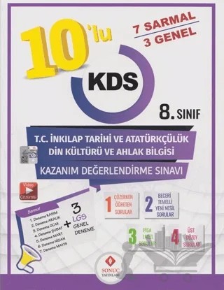 8. Sınıf T.C. İnkılap Tarihi ve Atatürkçülük Din Kültürü ve Ahlak Bilgisi 10 lu Kazanım Değerlendirme Sınavı – Kolektif – Sonuç Yayınları kitap kapağı