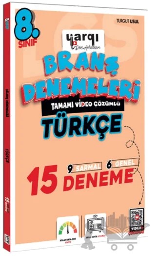 8. Sınıf Tamamı Video Çözümlü Türkçe 15 Branş Denemeleri – Kolektif – Yargı Yayınevi kitap kapağı