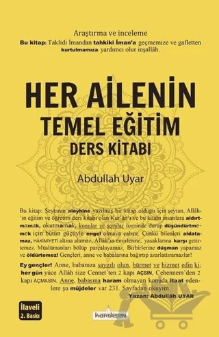 Her Ailenin Temel Eğitim Ders Kitabı – Abdullah Uyar – Kardelen Yayınları kitap kapağı