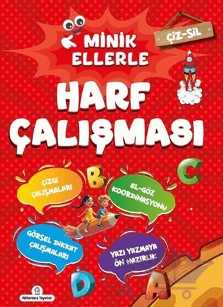 Çiz - Sil Minik Ellerle Harf Çalışması (Kalem Hediyeli) – Kolektif – Atlı Karınca Yayınları kitap kapağı