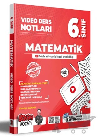 6. Sınıf Matematik Video Ders Notları (Konu Anlatımı) – Serdar Sanar – Benim Hocam Yayınları kitap kapağı