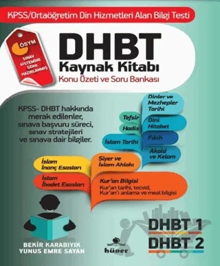 DHBT Kaynak Kitabı Konu Özeti ve Soru Bankası – Bekir Karabıyık, Yunus Emre Sayan – Hüner Yayınevi kitap kapağı
