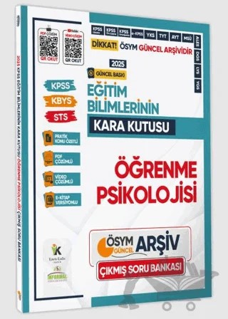 2025 Eğitim Bilimlerinin Kara Kutusu ÖĞRENME PSİKOLOJİSİ Konu Özetli Dijital Çözümlü Soru Bankası – Kolektif – Karakutu Yayın kitap kapağı