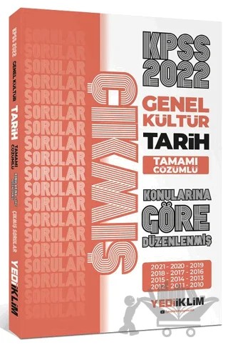 2022 KPSS Genel Kültür Tarih Konularına Göre Tamamı Çözümlü Çıkmış Sorular – Kolektif – Yediiklim Yayınları kitap kapağı
