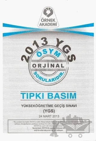 2013 YGS ÖSYM Tıpkı Basım Soru Kitapçığı – Kolektif – Örnek Akademi kitap kapağı