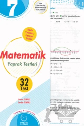7. Sınıf Matematik Yaprak Testleri – Emine İzmirli, Serdar İzmirli – Palme Yayınları kitap kapağı