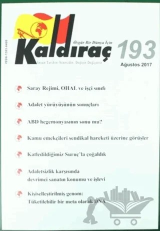 Kaldıraç Dergisi Sayı: 193 Ağustos 2017 – Kaldıraç Yayınevi kitap kapağı