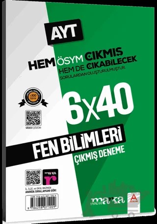 2025 AYT Fen Bilimleri ÖSYM Çıkmış ve Çıkabilecek Sorulardan Oluşturulmuş 6 Deneme Sınavı Tamamı Video Çözümlü – Kolektif – Marka Yayınları kitap kapağı