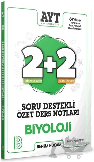 AYT Biyoloji 2+2 Soru Destekli Özet Ders Notları – Melis Teke – Benim Hocam Yayınları kitap kapağı