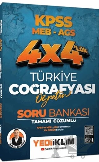 Yediiklim Yayınları KPSS MEB AGS 4 x 4 Öğreten Türkiye Coğrafyası Tamamı Çözümlü Soru Bankası – Hakan Bileyen – Yediiklim Yayınları kitap kapağı