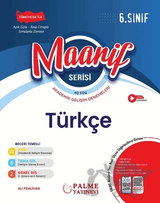 6. Sınıf Maarif Serisi Türkçe Haftalık 40 Deneme – Ali Pehlivan – Palme Yayınları kitap kapağı