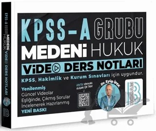 KPSS A Grubu Medeni Hukuk Video Ders Notları – Eyüp İpek – Benim Hocam Yayınları kitap kapağı
