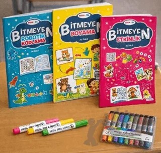 Boya Sil Bitmeyen Boyama 3 Kitap + Boya Kalemi Hediyeli – Kolektif – Atlı Karınca Yayınları kitap kapağı