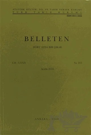 Belleten Sayı: 265 Cilt: 72 – Türk Tarih Kurumu Yayınları kitap kapağı