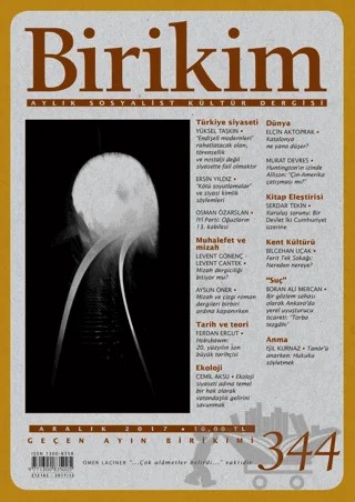 Birikim Aylık Sosyalist Kültür Dergisi Sayı: 344 Aralık 2017 – Birikim Yayınları kitap kapağı