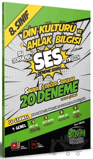 8. Sınıf SES Serisi Din Kültürü ve Ahlak Bilgisi 20 Deneme – Esra Erbaş – Benim Hocam Yayınları kitap kapağı