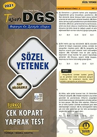 2021 DGS Sözel Yetenek Çek Kopart Yaprak Test – Kolektif – Tasarı Eğitim Yayınları kitap kapağı