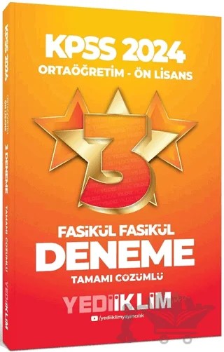 2024 KPSS Ortaöğretim-Önlisans Fasikül Yıldız Tamamı Çözümlü 3 Deneme – Kolektif – Yediiklim Yayınları kitap kapağı