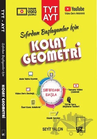 TYT AYT Sıfırdan Başlayanlar İçin Kolay Geometri – Seyit Yalçın – YZ Yayınları kitap kapağı