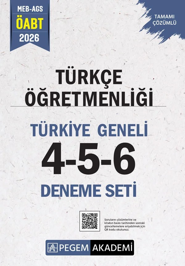 2026 MEB AGS ÖABT Türkçe Öğretmenliği Tamamı Çözümlü Türkiye Geneli 4-5-6 (3'lü Deneme Seti) – 6 (3'lü Deneme Seti) – Pegem Akademi Yayıncılık kitap kapağı