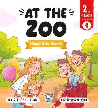 At The Zoo – Happy Kids Stories 2 (2. Sınıf İngilizce Hikaye) – Tuğba Özcan – Mavi Kirpi Yayınları kitap kapağı