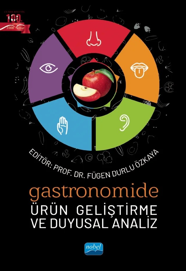 Gastronomide Ürün Geliştirme ve Duyusal Analiz – Aysun Yılmabaşar, Batuhan Öztürk, Beşinci Bölüm, Beyza Uyanık, Burakhan Polat, Ebru Zencir Çiftçi, Feyyaz Keskin, Fügen Durlu Özkaya, Gonca Güzel Şahin, İlhan Gün, Kemal Aksu, Menekşe Cömert, Osman Çavuş, Rabia Zeybek, Seraceddin Gürbüz, Serkan Gün, Ümit Can Kaya – Nobel Akademik Yayıncılık kitap kapağı