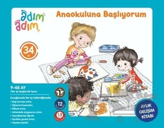 Anaokuluna Başlıyorum - 34. Ay Gelişim Kitabı – Kolektif – Adım Adım Bebek Eğitimi kitap kapağı