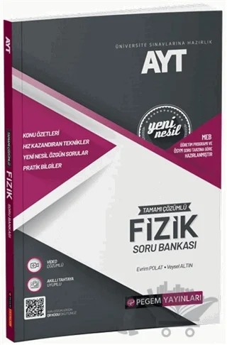 AYT Tamamı Çözümlü Fizik Soru Bankası – Evrim Polat, Veysel Altın – Pegem Akademi Yayıncılık kitap kapağı