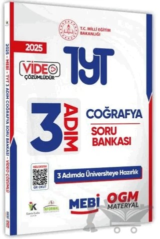 2025 TYT MEBİ-OGM 3 ADIM Coğrafya Soru Bankası Video Çözümlü – Kolektif – Karakutu Yayın kitap kapağı