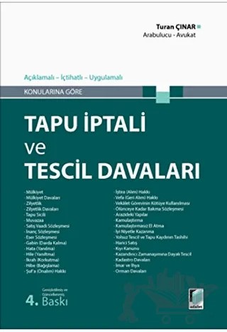 Tapu İptali ve Tescil Davaları – Turan Çınar – Adalet Yayınevi kitap kapağı