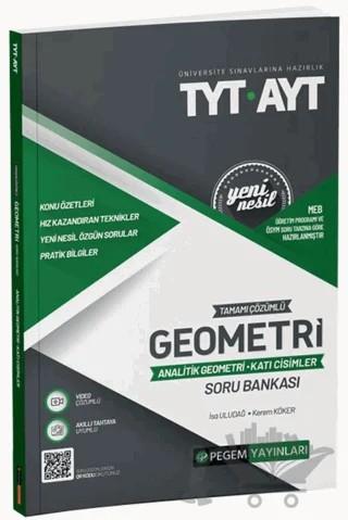 2022 TYT-AYT Tamamı Çözümlü Geometri Analitik Geometri - Katı Cisimler Soru Bankası – İsa Uludağ, Kerem Köker – Pegem Akademi Yayıncılık kitap kapağı