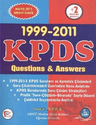 1999-2011 KPDS Questions & Answers – Serdar Yıldırım – Pelikan Tıp Teknik Yayıncılık kitap kapağı