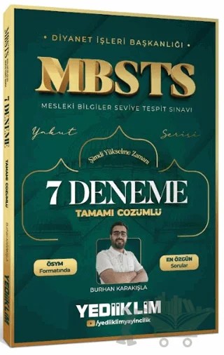 Diyanet İşleri Başkanlığı MBSTS Tamamı Çözümlü 7 Deneme – Burhan Karakışla – Yediiklim Yayınları kitap kapağı