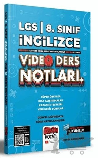 LGS 8. Sınıf İngilizce Video Ders Notları – Hande Kahraman – Benim Hocam Yayınları kitap kapağı