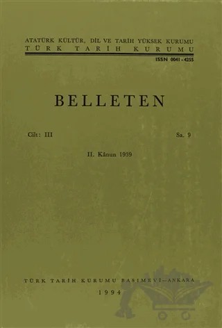 Belleten Sayı: 9 Cilt: 3 – Türk Tarih Kurumu Yayınları kitap kapağı
