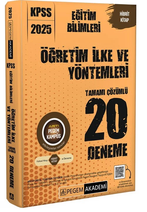 2025 KPSS Eğitim Bilimleri Öğretim İlke ve Yöntemleri Tamamı Çözümlü 20 Deneme – Pegem Akademi Yayıncılık kitap kapağı