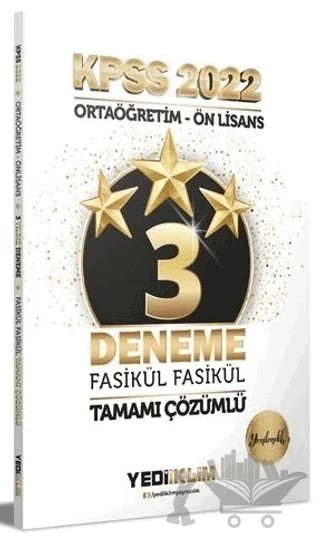 2022 KPSS Ortaöğretim Ön Lisans GY GK 3 Yıldız Tamamı Çözümlü Fasikül Deneme – Kolektif – Yediiklim Yayınları kitap kapağı