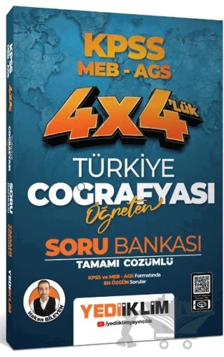 2025 KPSS MEB AGS 4X4 Öğreten Türkiye Coğrafyası Tamamı Çözümlü Soru Bankası – Hakan Bileyen – Yediiklim Yayınları kitap kapağı