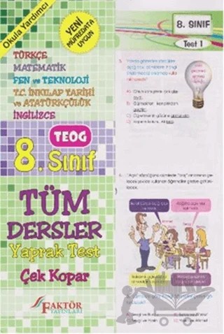8. Sınıf SBS Tüm Dersler Çek Kopar Yaprak Test – Kolektif – Faktör Yayınları kitap kapağı