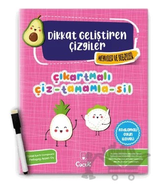 Meyveler ve Sebzeler - Dikkat Geliştiren Çizgiler – Kolektif – Floki Çocuk kitap kapağı