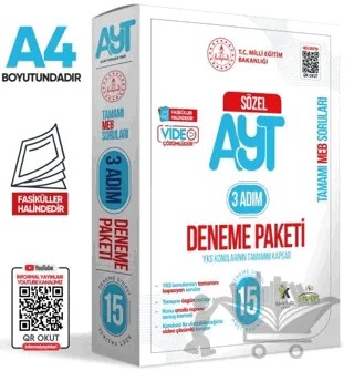 2025 3 Adım YKS-AYT Sözel MEBİ Özgün Sorular 15li Deneme Fasikül Paketi Video Çözümlü – Kolektif – Karakutu Yayın kitap kapağı