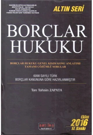 Borçlar Hukuku – Tan Tahsin Zapata – Savaş Yayınevi kitap kapağı